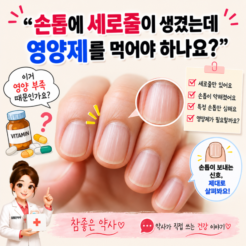 손톱에 세로줄이 생겼는데 영양제를 먹어야 하나요?