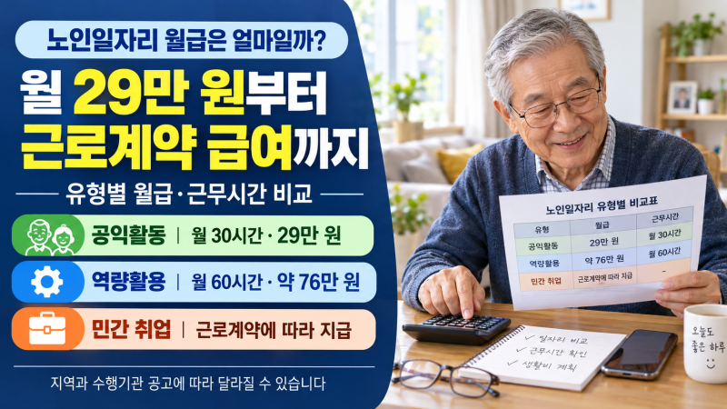 노인일자리 월급은 얼마일까? 유형별 근무시간 비교