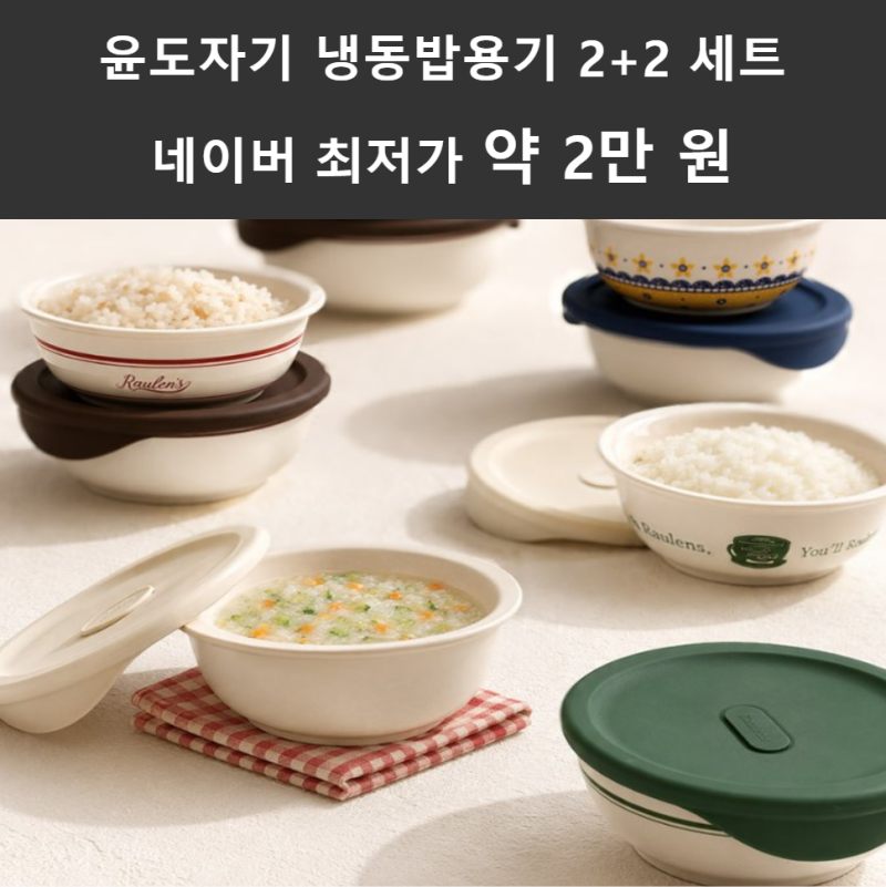 윤도자기 냉동밥용기 2+2 세트 구성 장단점 네이버 최저가 약 2만 원 혜택