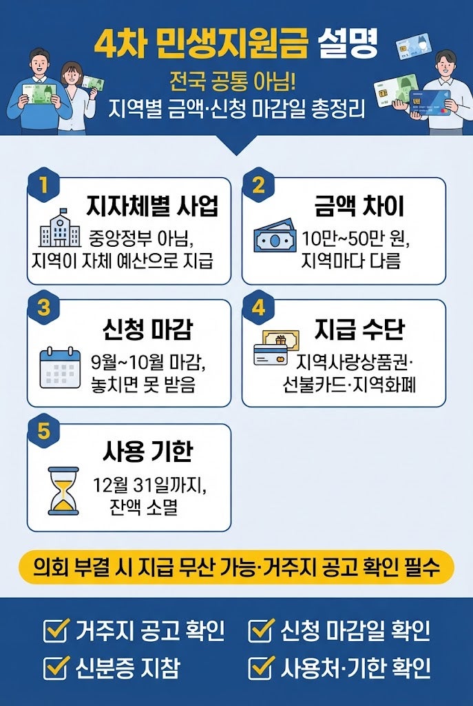4차 민생지원금 설명 | 지역별 금액 · 신청