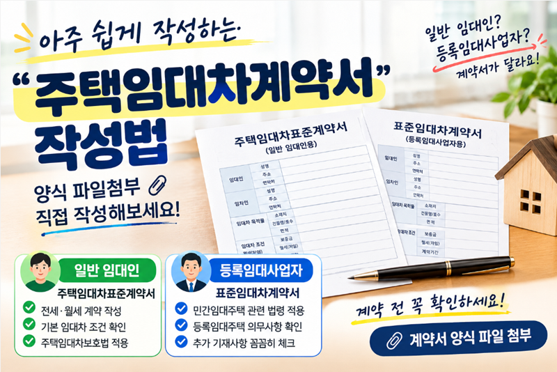 아주 쉽게 작성하는 월세 전세 "주택 임대차 계약서(표준) 작성법" 양식 파일첨부 직접 작성....