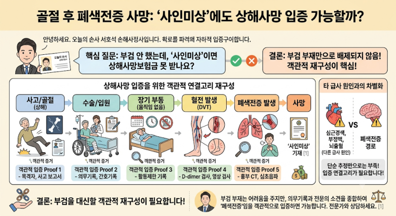 골절 후 폐색전증 사망인데 부검을 하지 않았다면