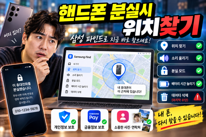 핸드폰 분실시 위치찾기 방법 7단계, 갤럭시 Samsung Find로 찾는 법 총정리