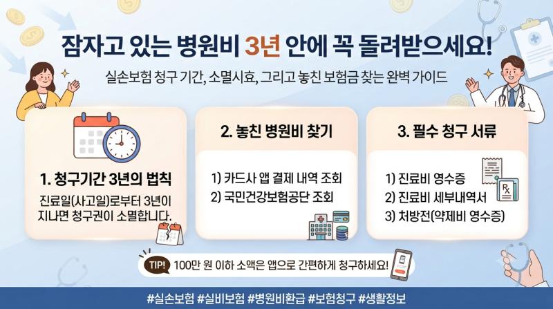 실손보험금 청구기간 3년, 놓친 병원비 찾는 방법부터 청구서류까지
