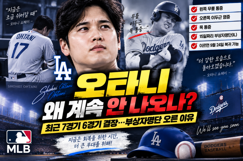 오타니 왜 계속 안 나오나? 최근 7경기 6경기 결장…결국 부상자명단 오른 이유