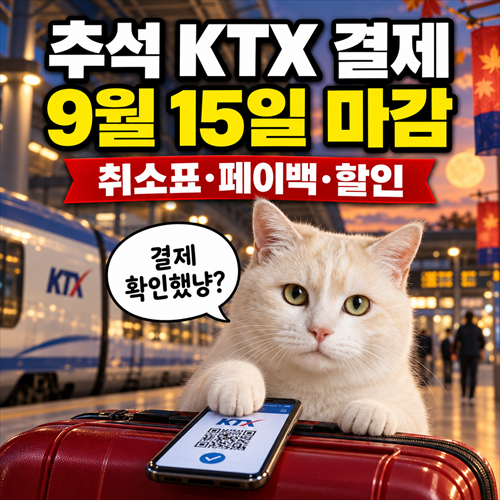 추석 KTX 결제 9월 15일 마감, 취소표·페이백·할인 받는 법