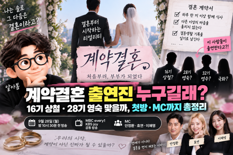 계약결혼 출연진 누구길래? 16기 상철·28기 영숙 맞을까, 첫방·MC까지