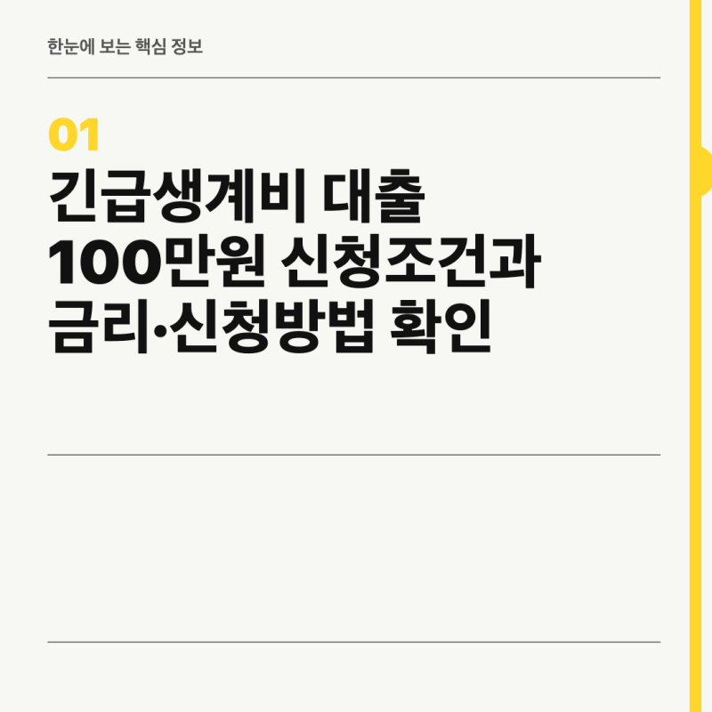 긴급생계비 대출 100만원 신청조건과 금리·신청방법 확인