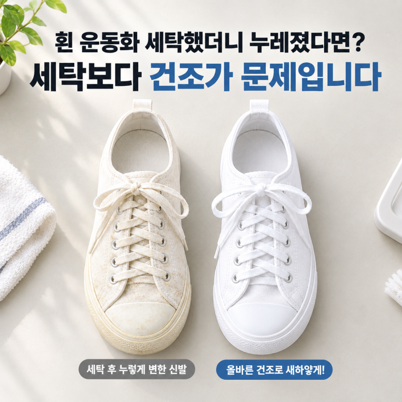 흰 운동화 세탁했더니 누레졌다면? 세탁보다 건조가 문제입니다