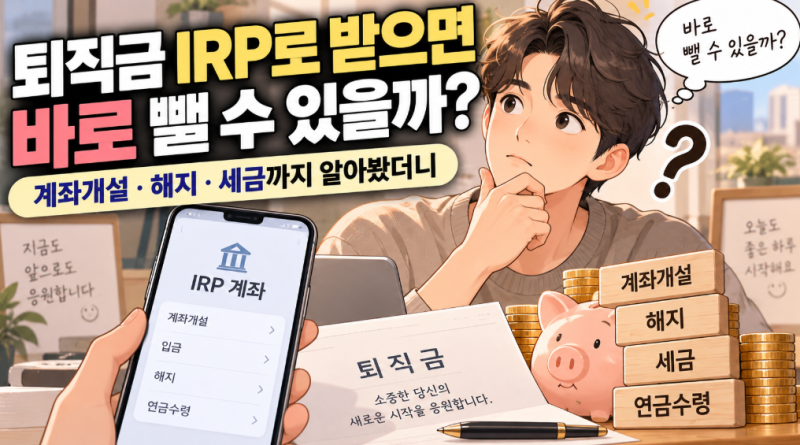 퇴직금 IRP로 받으면 바로 뺄 수 있을까? 계좌개설·해지·세금까지 알아봤더니