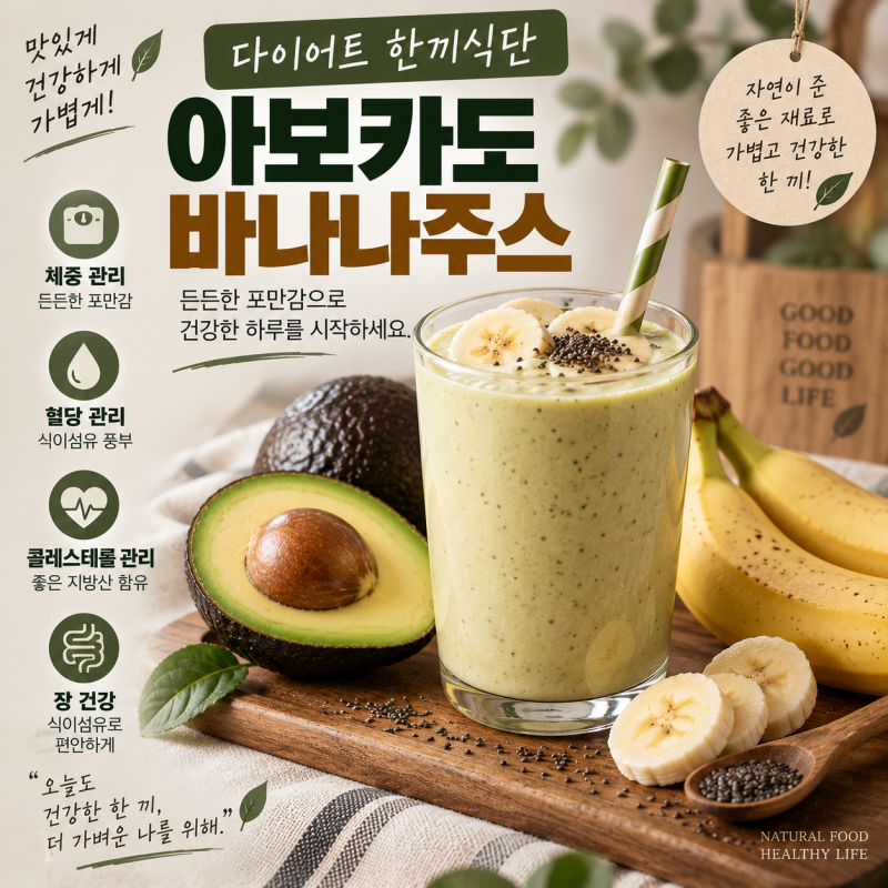 다이어트 한끼식단, 포만감좋은 아보카도 바나나주스, 이렇게 먹어야 살 덜 찝니다