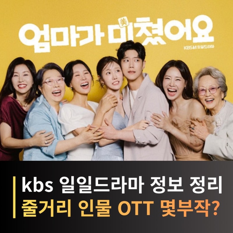 엄마가 미쳤어요 정민아 동하, 120부작 일일드라마 줄거리·등장인물·방송시간