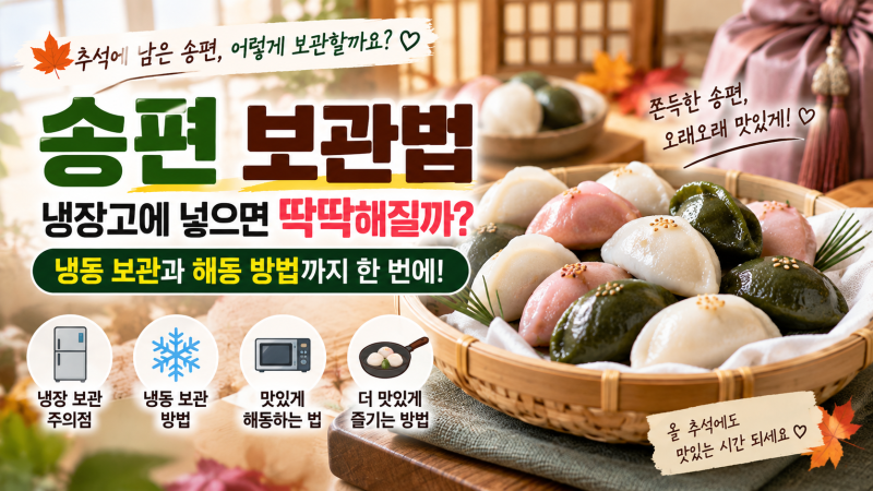 송편 보관법, 냉장고에 넣으면 딱딱해질까? 냉동 보관과 해동 방법