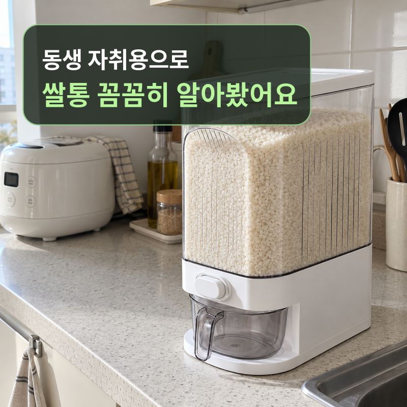 레토 쌀통 10kg 원터치 계량 LAC-MR02, 자취 주방 쌀보관통으로 알아본 후기