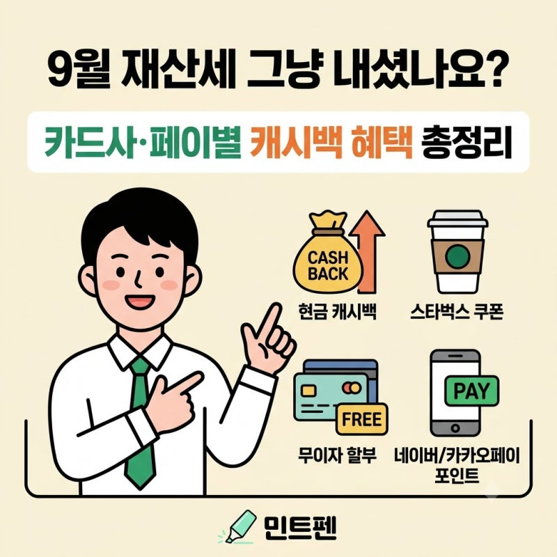 9월 재산세 그냥 내셨나요? 카드사, 페이별 캐시백 혜택 총정리