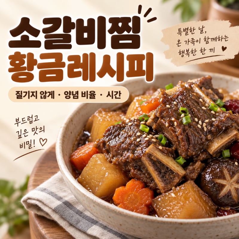 소갈비찜 황금레시피｜질기지 않게 만드는 법·양념 비율·시간