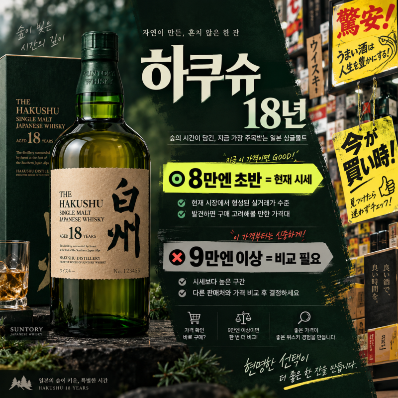 하쿠슈18년 일본 가격, 면세점·돈키호테 실제 시세 차이는?