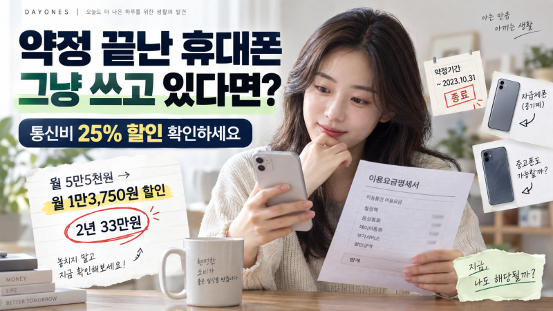 “휴대폰 약정 끝났는데 그냥 쓰고 있다면?” 통신비 25% 할인, 내 폰도 되는지 확인해보니