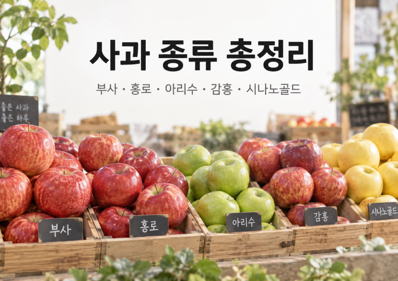 사과 종류 총정리｜부사·홍로·아리수·감홍·시나노골드 맛과 수확시기 비교