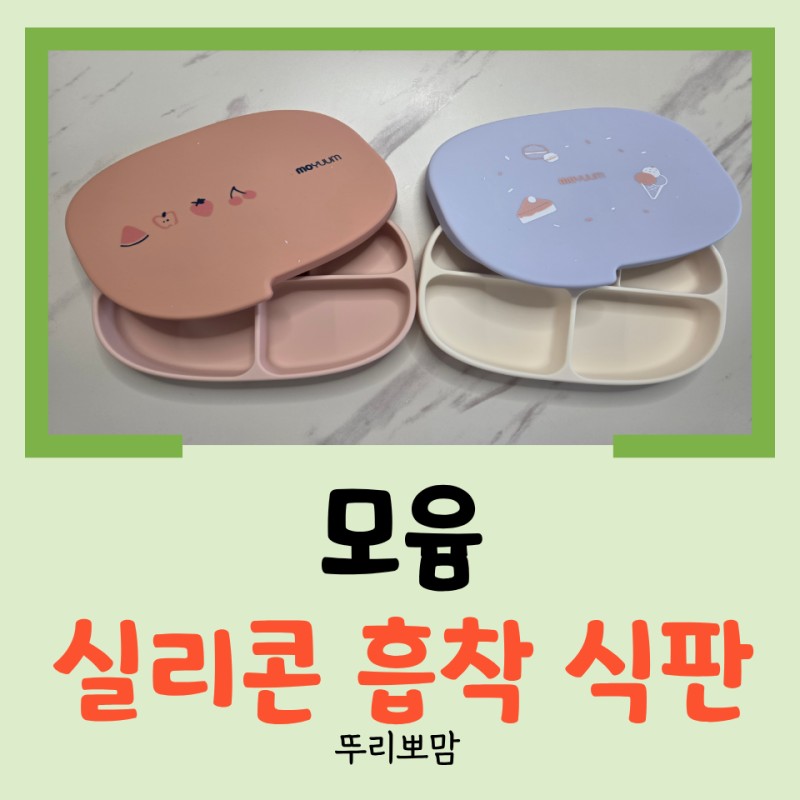 [육아템 리뷰] 유아식 식판 자기 주도식 식판 모윰 실리콘 초강력 5구 흡착 식판 내돈내산 후....