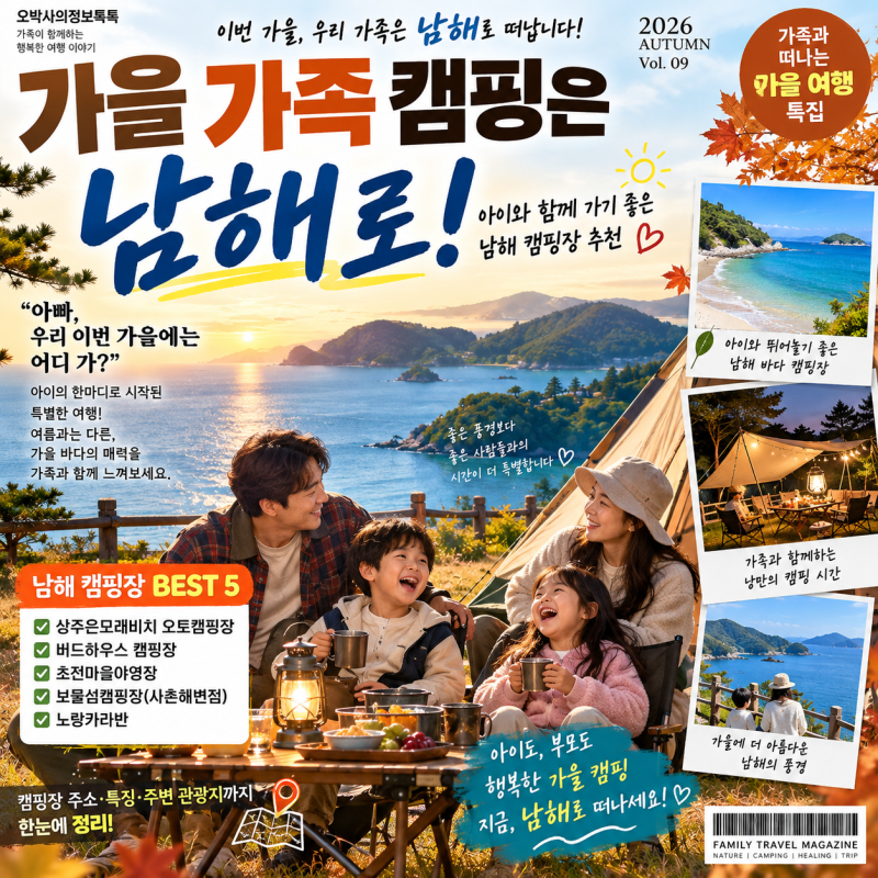 가을 가족 캠핑은 남해로! 아이와 함께 가기 좋은 남해 캠핑장 추천