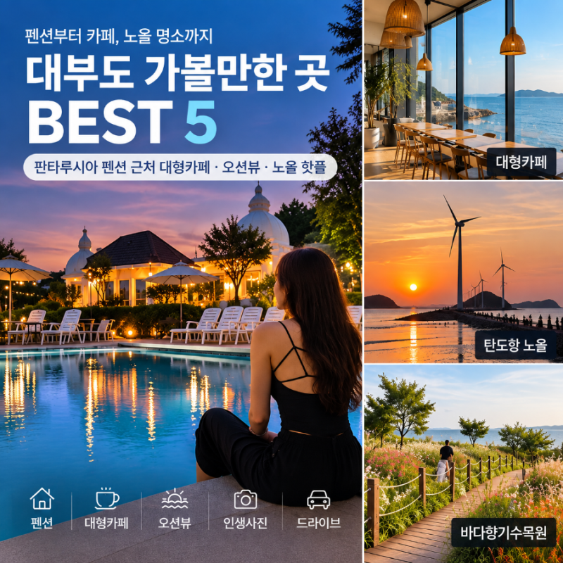 대부도 가볼만한 곳 BEST 5｜대형카페·오션뷰·노을까지 펜션 여행 코스