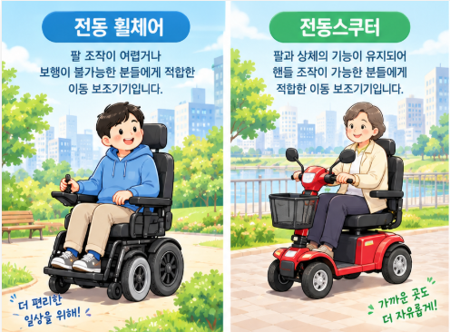 전동휠체어 vs 전동스쿠터 지원금 2026｜장애인 보조기기 차이·지원금액