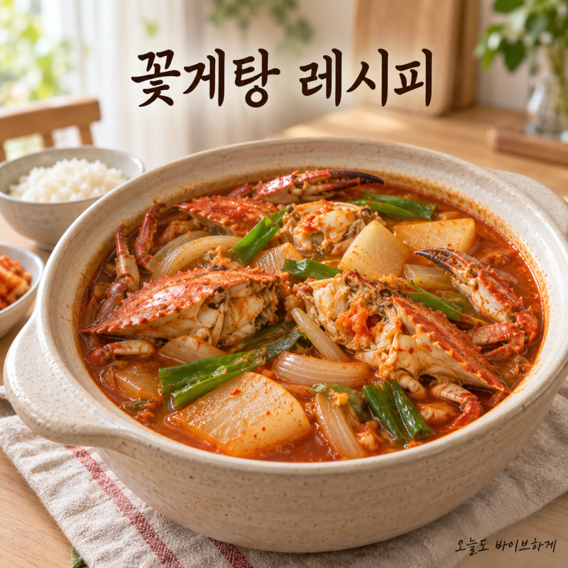 꽃게탕 레시피, 냉동 꽃게 500g에 된장과 육수 간이 겹치지 않게
