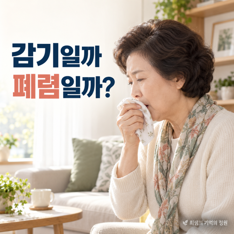 환절기 기침이 오래가는 부모님, 감기와 폐렴 구분하는 법