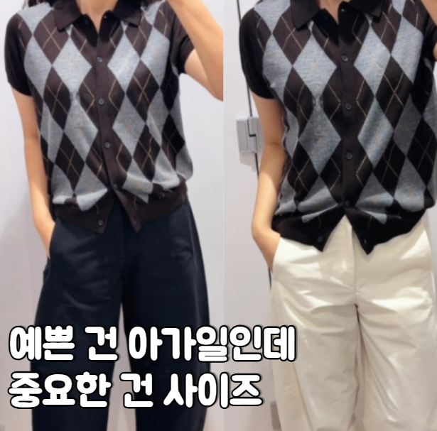 유니클로 메리노블렌드 가디건 실착, 아가일 패턴보다 중요한 건 M·L 핏 차이