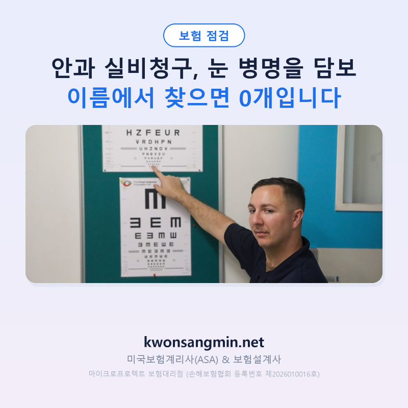 안과 실비청구, 담보 이름에 있는 눈과 «제외 목록»에 있는 눈이 갈립니다