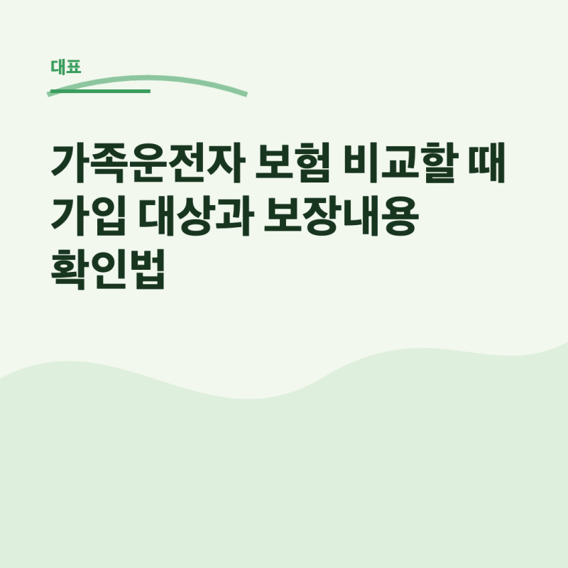 가족운전자 보험 비교할 때 가입 대상과 보장내용 확인법
