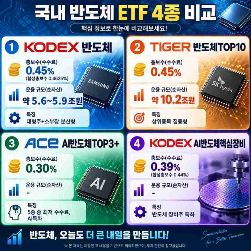 국내 반도체 ETF 추천(순위, 수수료 비교) 2026년 초보자도 헷갈리지 않는 선택법