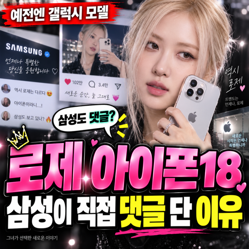 “예전엔 갤럭시 모델이었는데…” 로제 아이폰18 사진에 삼성이 직접 댓글 단 이유