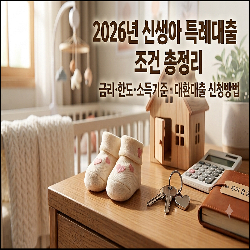 2026년 신생아 특례 대출 조건 총정리｜금리·한도·소득기준·대환대출 신청방법!!