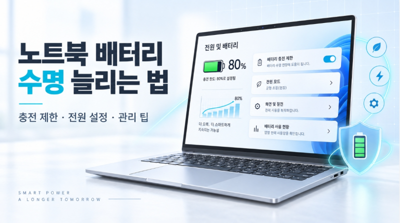 노트북 배터리 수명 늘리는 효율적인 전원 관리 및 성능 설정