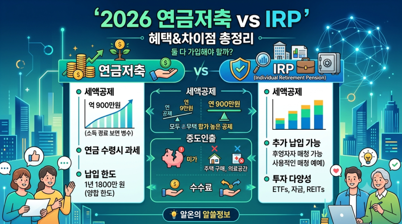 2026 연금저축 IRP 차이 총정리｜둘 다 가입해야 할까? 세액공제·중도인출 비교