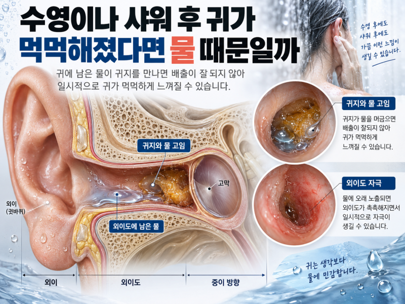 수영이나 샤워 후 귀가 먹먹해졌다면 물 때문일까