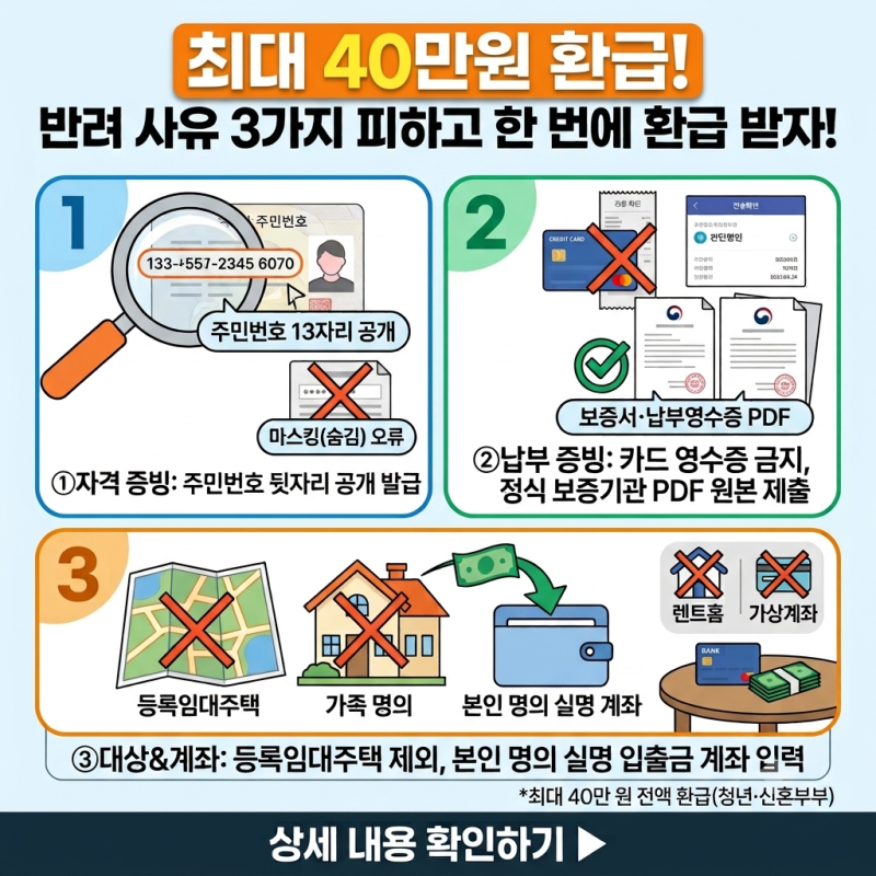 전세보증보험 보증료 최대 40만원 환급 꿀팁! HUG 반려 없는 필수 증빙 서류 총정리