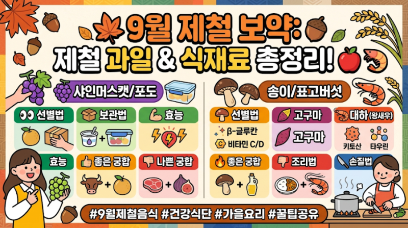 가을의 시작! 9월에 꼭 먹어야 할 제철 과일과 식재료 완벽 가이드