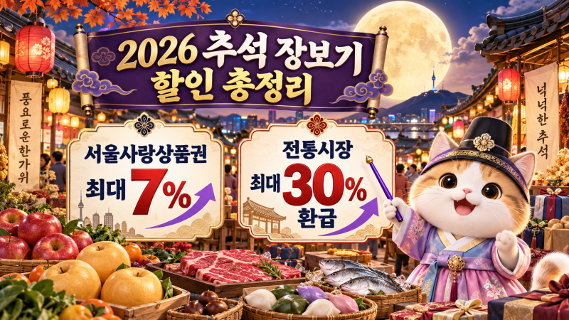 2026 추석 장보기 할인 총정리, 서울사랑상품권 7% 혜택·전통시장 30% 환급받는 법
