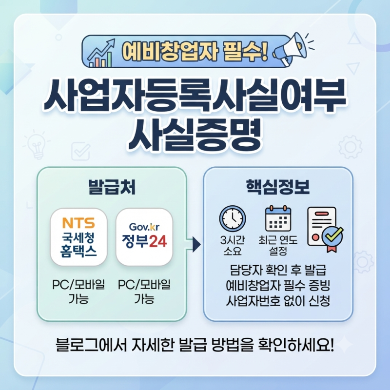예비창업자 필수! 사업자등록사실여부 사실증명원 홈택스 발급 방법 (전남으뜸창업 제출용)