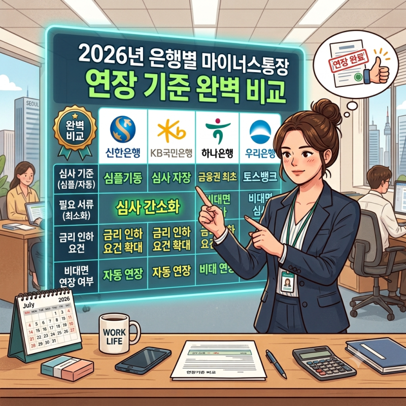 2026년 은행별 마이너스통장 연장 기준 완벽 비교