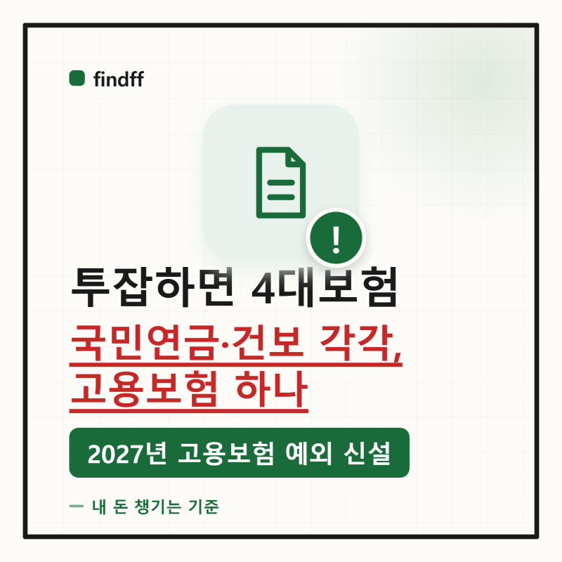 「투잡하면 4대보험 두 번 낸다」는 반만 맞습니다 — 국민연금·건보는 각각, 고용보험은 하....