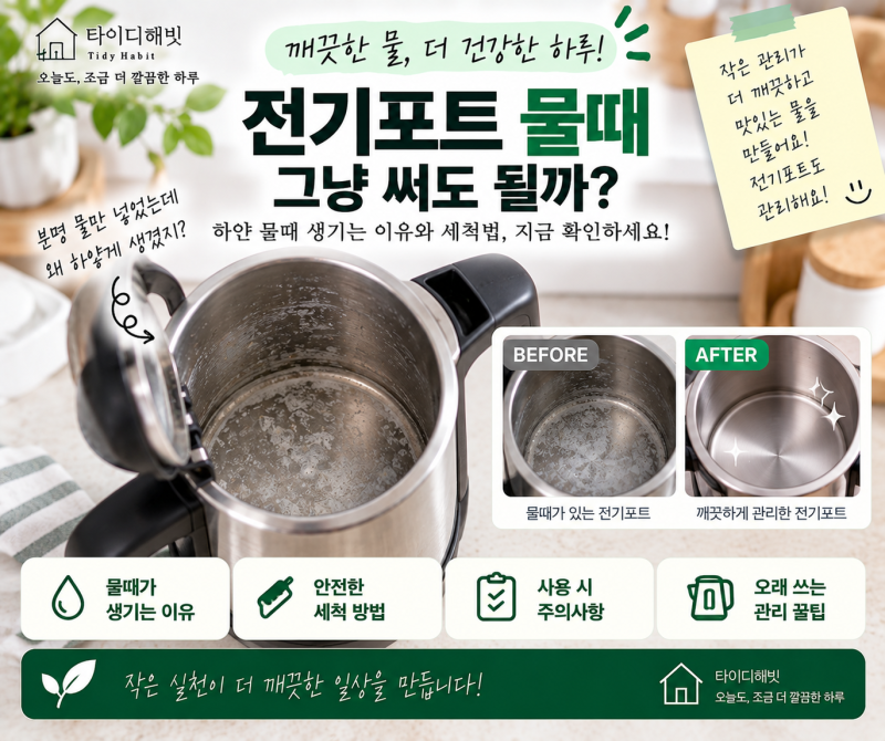 전기포트 물때, 그냥 써도 될까? 하얀 물때 생기는 이유와 세척법