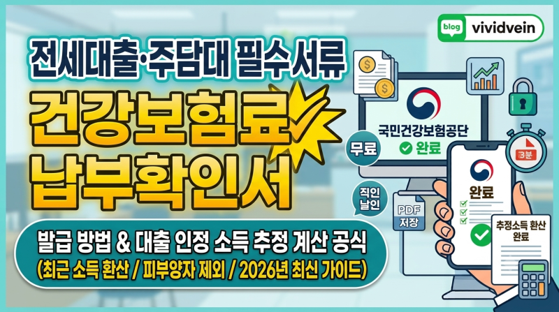 전세대출·주담대 필수: 건강보험료 납부확인서 발급 및 인정 소득 추정 계산법