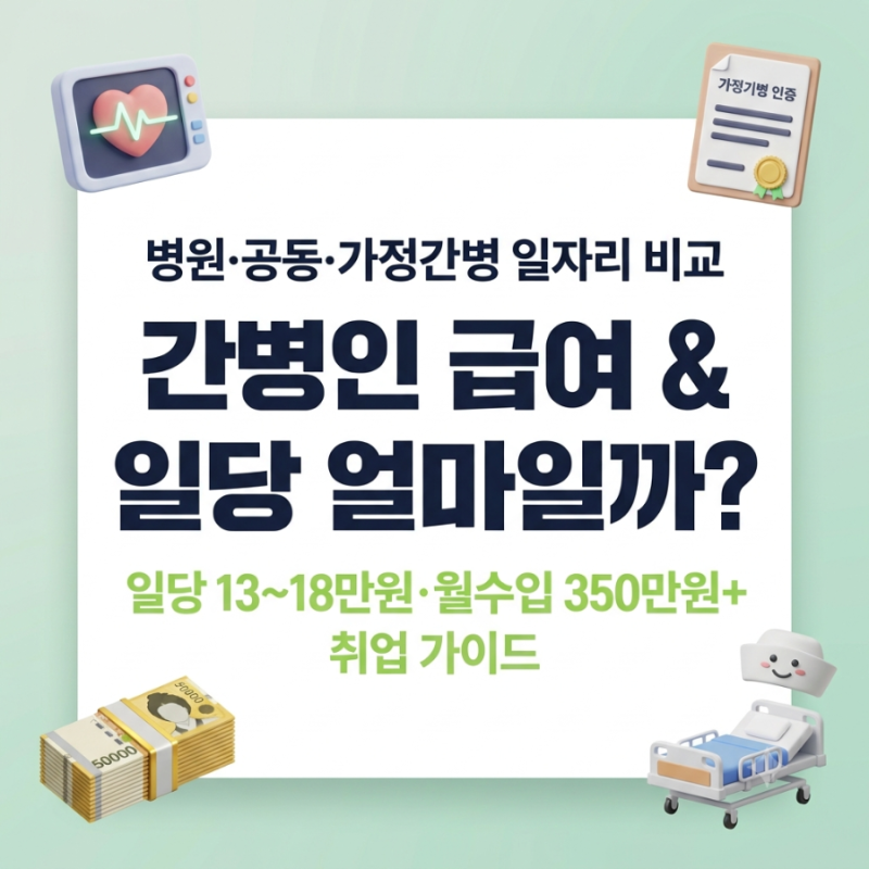 [간병인 취업] 간병인 일당과 월급은 얼마일까? 개인·공동·가정 간병 급여 비교 & 취업 방법 ....