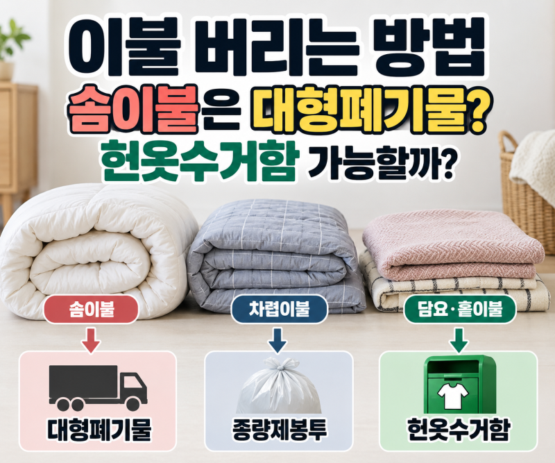 이불 버리는 방법 솜이불은 대형폐기물? 헌옷수거함 가능할까