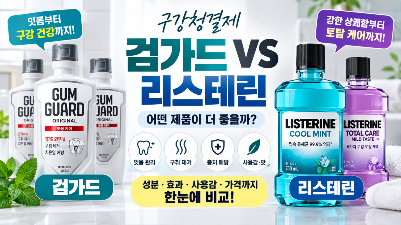 검가드 vs 리스테린 차이｜잇몸관리·입냄새·충치예방 어떤 가글이 좋을까?