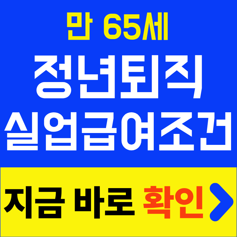 2026 만65세 정년퇴직 실업급여, 65세 넘으면 못 받나요?